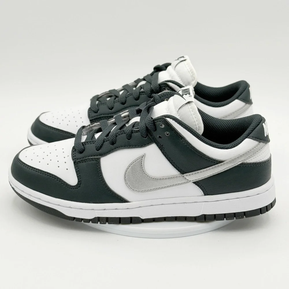 Nike Dunk Low Size 8.5 Womens Seaweed/Metallic Silver-White IO7450-364, NEW